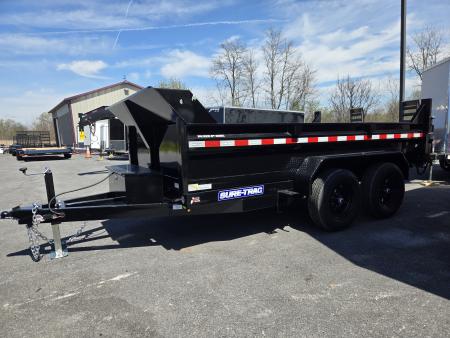 New 6 x 12 Sure Trac SD Low Profile Dump Trailer, 10k GVWR ***w/Ramps & Dual Acting Gate