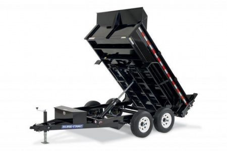 New 6 x 12 Sure Trac SD Low Profile Dump Trailer, 10k GVWR ***w/Ramps & Dual Acting Gate