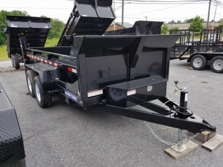 New 6 x 12 Sure Trac SD Low Profile Dump Trailer, 10k GVWR ***w/Ramps & Dual Acting Gate