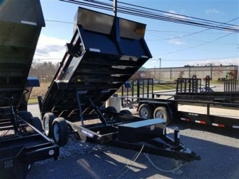 New 6 x 12 Sure Trac SD Low Profile Dump Trailer, 10k GVWR ***w/Ramps & Dual Acting Gate