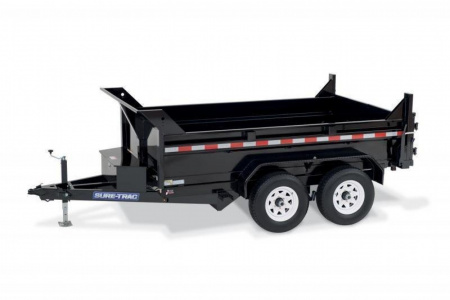 New 6 x 12 Sure Trac SD Low Profile Dump Trailer, 10k GVWR ***w/Ramps & Dual Acting Gate