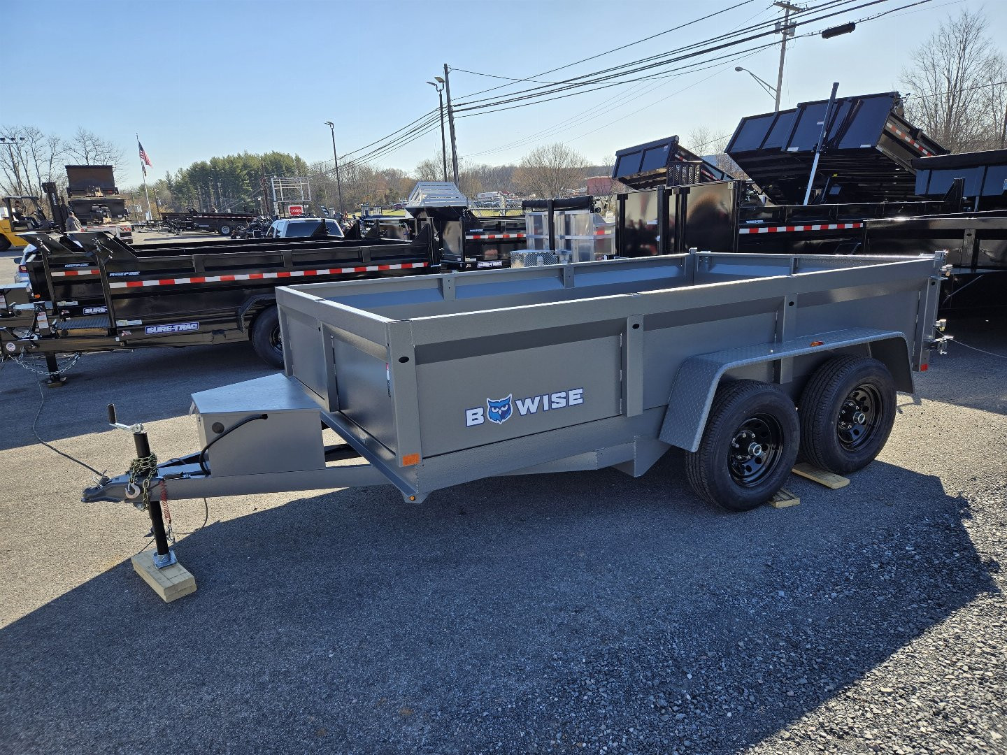 New 7 x 12 B-WISE LE Series Low Profile Dump Trailer, 10K GVWR *** Hammertone Gray w/Combo Gate, Ramps, & D-Rings