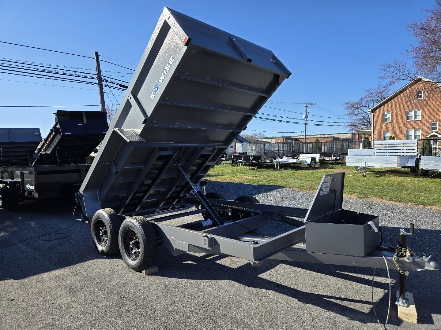 New 7 x 12 B-WISE LE Series Low Profile Dump Trailer, 10K GVWR *** Hammertone Gray w/Combo Gate, Ramps, & D-Rings