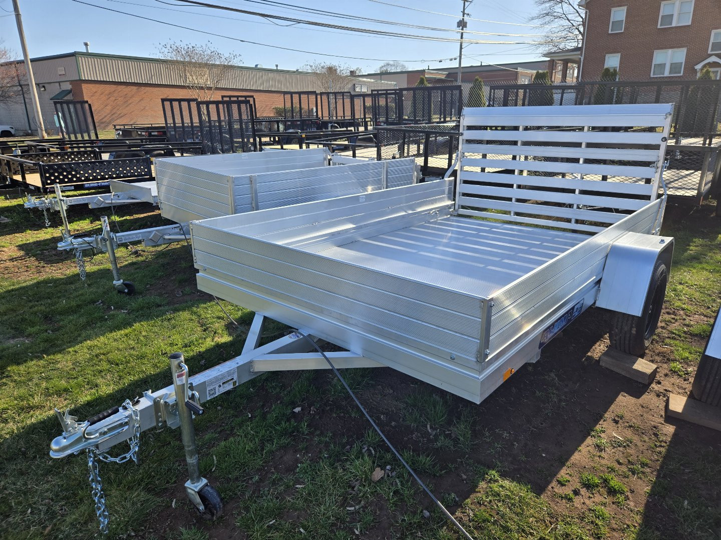 New 6.5 x 10 Aluma 7810ESA Aluminum Utility Trailer, 3K GVWR **w/Tongue Handle & 12" Solid Side Kit