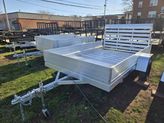 New 6.5 x 10 Aluma 7810ESA Aluminum Utility Trailer, 3K GVWR **w/Tongue Handle & 12" Solid Side Kit