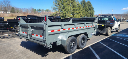New 7 x 14 Sure-Trac Low-Pro Telescopic Dump Trailer 14k**Gray w/Hydraulic Jack
