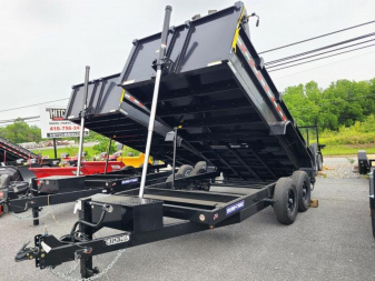 New 7 x 14 Sure-Trac HD Telescopic Dump Trailer, 14K GVWR ***w/Ramps, Combo Gate, Tarp Kit & Battery Charge
