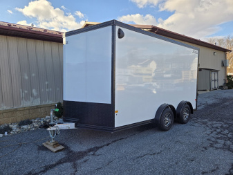 New 7.5 x 14 XPRESS Aluminum Ultimate UTV Cargo Trailer, 7K GVWR ***White w/Black Out Pkg, Extra Tie Downs