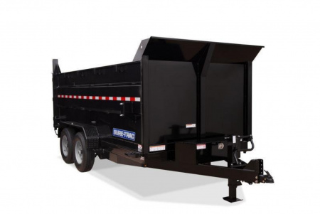 New 7 x 14 Sure-Trac HD Telescopic 4ft High Sides Dump Trailer 14k