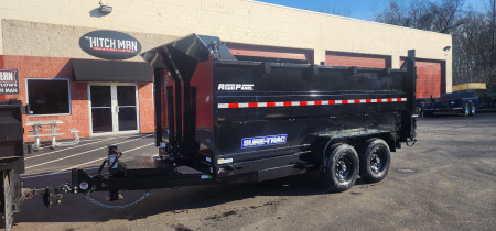 New 7 x 14 Sure-Trac HD Telescopic 4ft High Sides Dump Trailer 14k