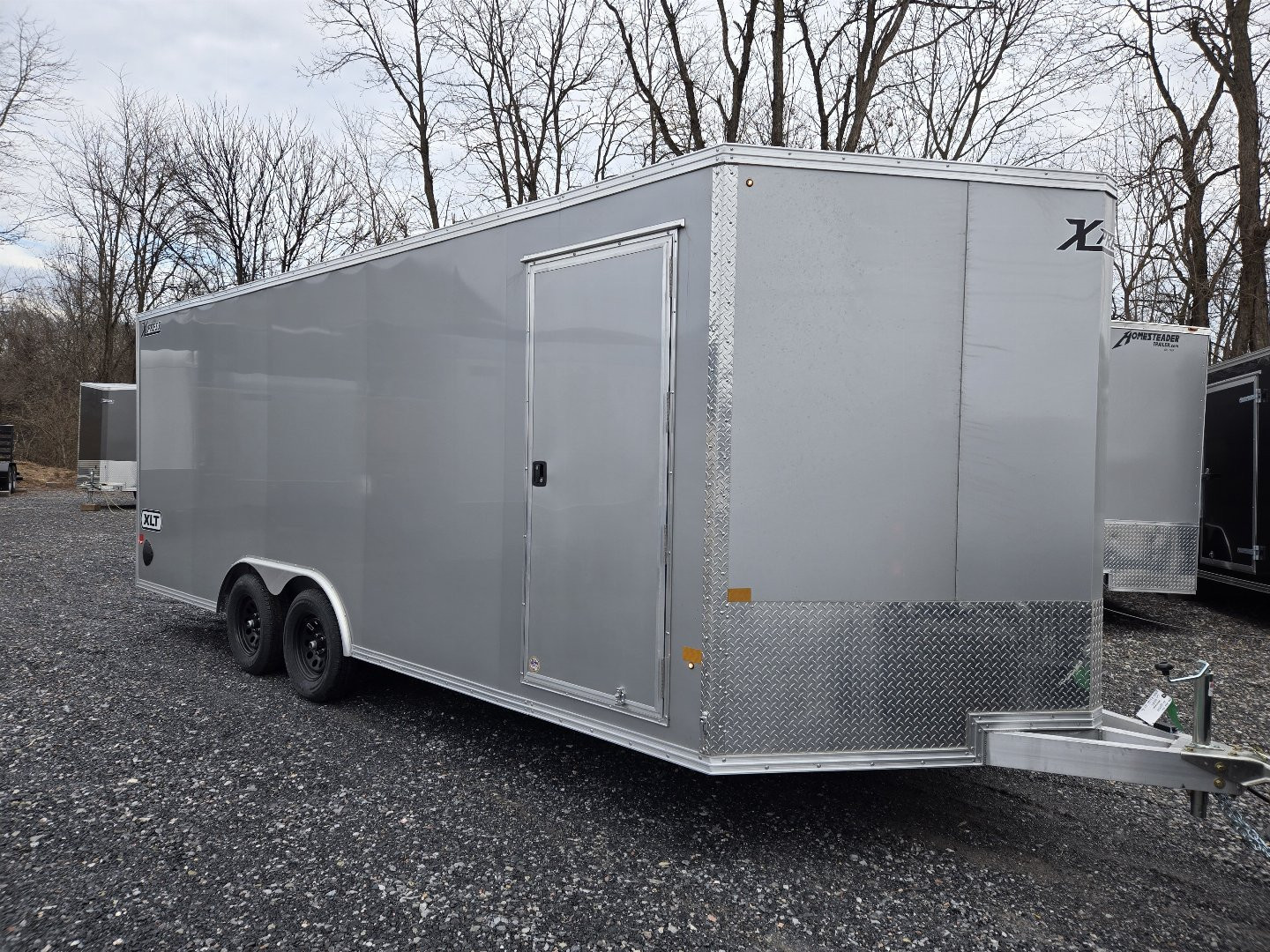 New 8.5 X 20 Xpress Aluminum Enclosed Car Trailer, 7k GVWR ***Silver w/Ramp Door, Spare Tire & Inside Spare Mount