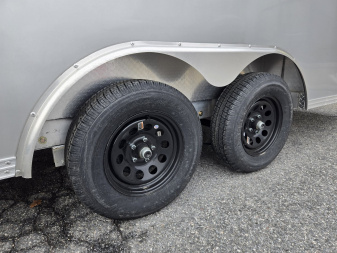 New 8.5 X 20 Xpress Aluminum Enclosed Car Trailer, 7k GVWR ***Silver w/Ramp Door, Spare Tire & Inside Spare Mount