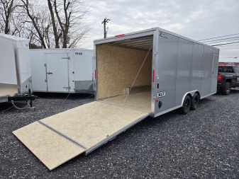 New 8.5 X 20 Xpress Aluminum Enclosed Car Trailer, 7k GVWR ***Silver w/Ramp Door, Spare Tire & Inside Spare Mount