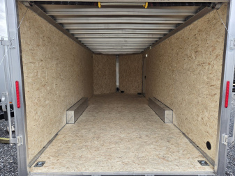 New 8.5 X 20 Xpress Aluminum Enclosed Car Trailer, 7k GVWR ***Silver w/Ramp Door, Spare Tire & Inside Spare Mount