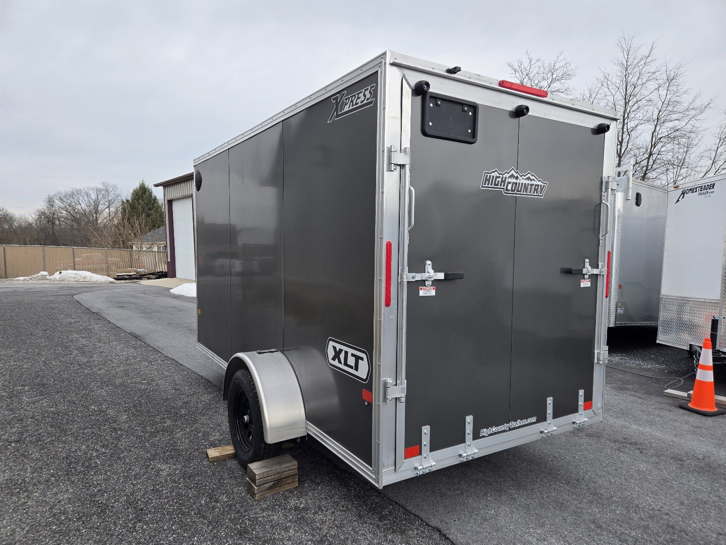 New 6 x 12 Xpress XLT Pro All-Aluminum Cargo / Enclosed Trailer, 3k GVWR ***Charcoal Gray w/Ramp Door, 6" Extra Height, Spare Tire Assy w/Inside Mount