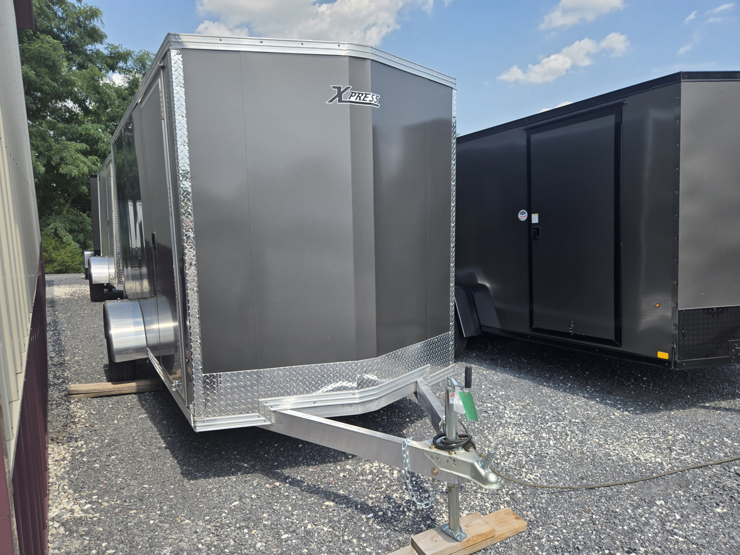 New 6 x 12 Xpress XLT Pro All-Aluminum Cargo / Enclosed Trailer, 3k GVWR ***Charcoal Gray w/Ramp Door, 6" Extra Height, Spare Tire Assy w/Inside Mount