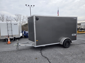 New 6 x 12 Xpress XLT Pro All-Aluminum Cargo / Enclosed Trailer, 3k GVWR ***Charcoal Gray w/Ramp Door, 6" Extra Height, Spare Tire Assy w/Inside Mount