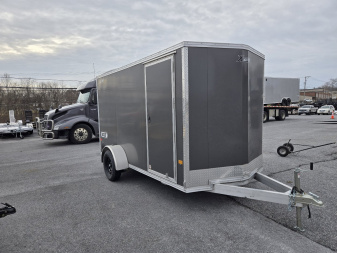 New 6 x 12 Xpress XLT Pro All-Aluminum Cargo / Enclosed Trailer, 3k GVWR ***Charcoal Gray w/Ramp Door, 6" Extra Height, Spare Tire Assy w/Inside Mount
