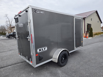 New 6 x 12 Xpress XLT Pro All-Aluminum Cargo / Enclosed Trailer, 3k GVWR ***Charcoal Gray w/Ramp Door, 6" Extra Height, Spare Tire Assy w/Inside Mount