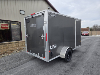 New 6 x 12 Xpress XLT Pro All-Aluminum Cargo / Enclosed Trailer, 3k GVWR ***Charcoal Gray w/Ramp Door, 6" Extra Height, Spare Tire Assy w/Inside Mount