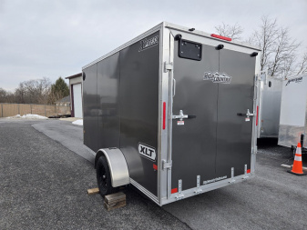 New 6 x 12 Xpress XLT Pro All-Aluminum Cargo / Enclosed Trailer, 3k GVWR ***Charcoal Gray w/Ramp Door, 6" Extra Height, Spare Tire Assy w/Inside Mount