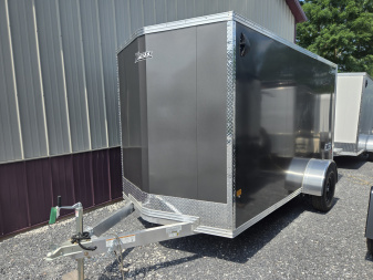 New 6 x 12 Xpress XLT Pro All-Aluminum Cargo / Enclosed Trailer, 3k GVWR ***Charcoal Gray w/Ramp Door, 6" Extra Height, Spare Tire Assy w/Inside Mount