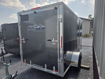 New 6 x 12 Xpress XLT Pro All-Aluminum Cargo / Enclosed Trailer, 3k GVWR ***Charcoal Gray w/Ramp Door, 6" Extra Height, Spare Tire Assy w/Inside Mount