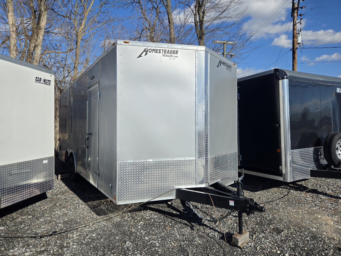 New 8.5 X 22 Homesteader Intrepid HD V-Nose Enclosed Car Trailer, 10k GVWR ****Silver w/.080 PolyCor Side Panels