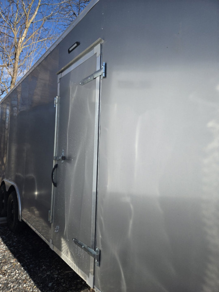 New 8.5 X 22 Homesteader Intrepid HD V-Nose Enclosed Car Trailer, 10k GVWR ****Silver w/.080 PolyCor Side Panels