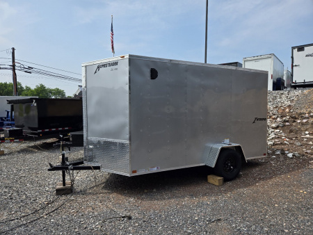 New 7 x 12 Homesteader Intrepid V-Nose Cargo Trailer, 3k GVWR **Silver w/ 6  Extra Height & Ramp Door Pkg.