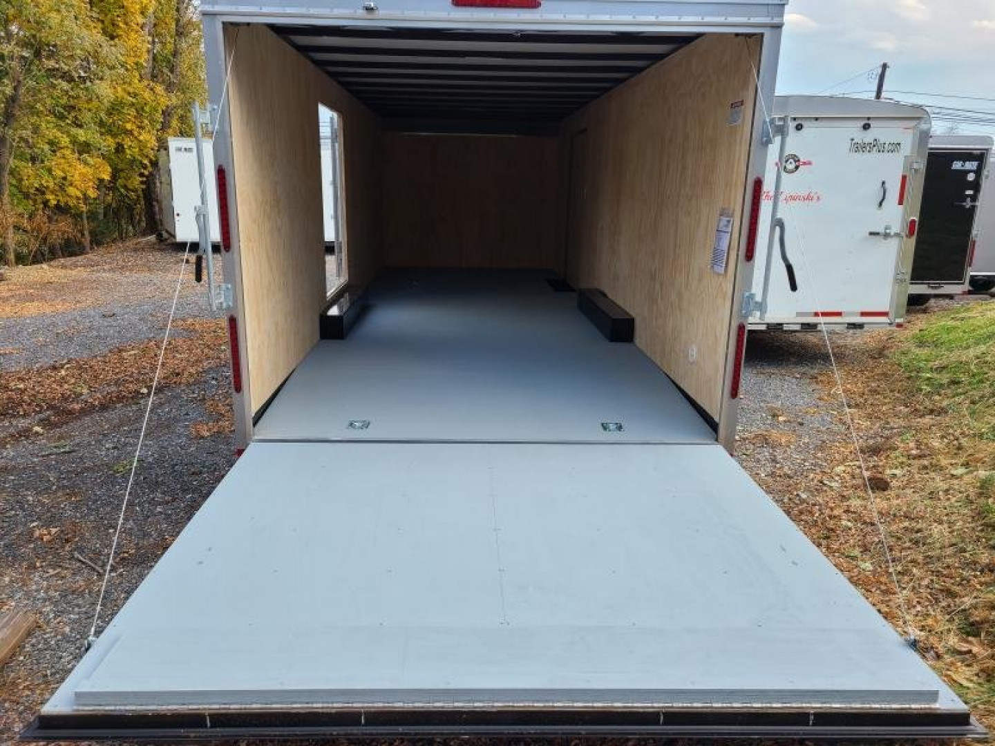 New 8.5 x 24 Car-Mate Custom Car Trailer, 10K GVWR ***Silver w/6k Torsion Axles, 6" Extra Height, & Get-Out Door