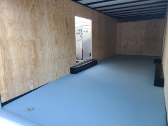 New 8.5 x 24 Car-Mate Custom Car Trailer, 10K GVWR ***Silver w/6k Torsion Axles, 6" Extra Height, & Get-Out Door