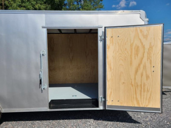 New 8.5 x 24 Car-Mate Custom Car Trailer, 10K GVWR ***Silver w/6k Torsion Axles, 6" Extra Height, & Get-Out Door
