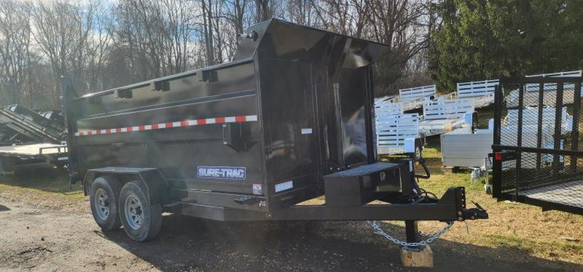 New 7 x 14 Sure-Trac Low-Pro Telescopic Dump Trailer 4ft High Sides 14k