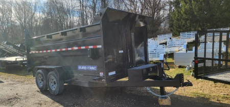 New 7 x 14 Sure-Trac Low-Pro Telescopic Dump Trailer 4ft High Sides 14k