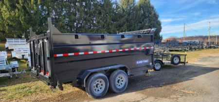 New 7 x 14 Sure-Trac Low-Pro Telescopic Dump Trailer 4ft High Sides 14k