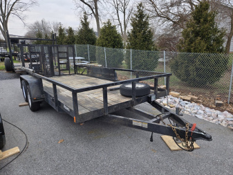 Used 7 x 16 Used 2007 Holmes Commercial Landscape Trailer, 7k GVWR ***Spring Assist Tailgate