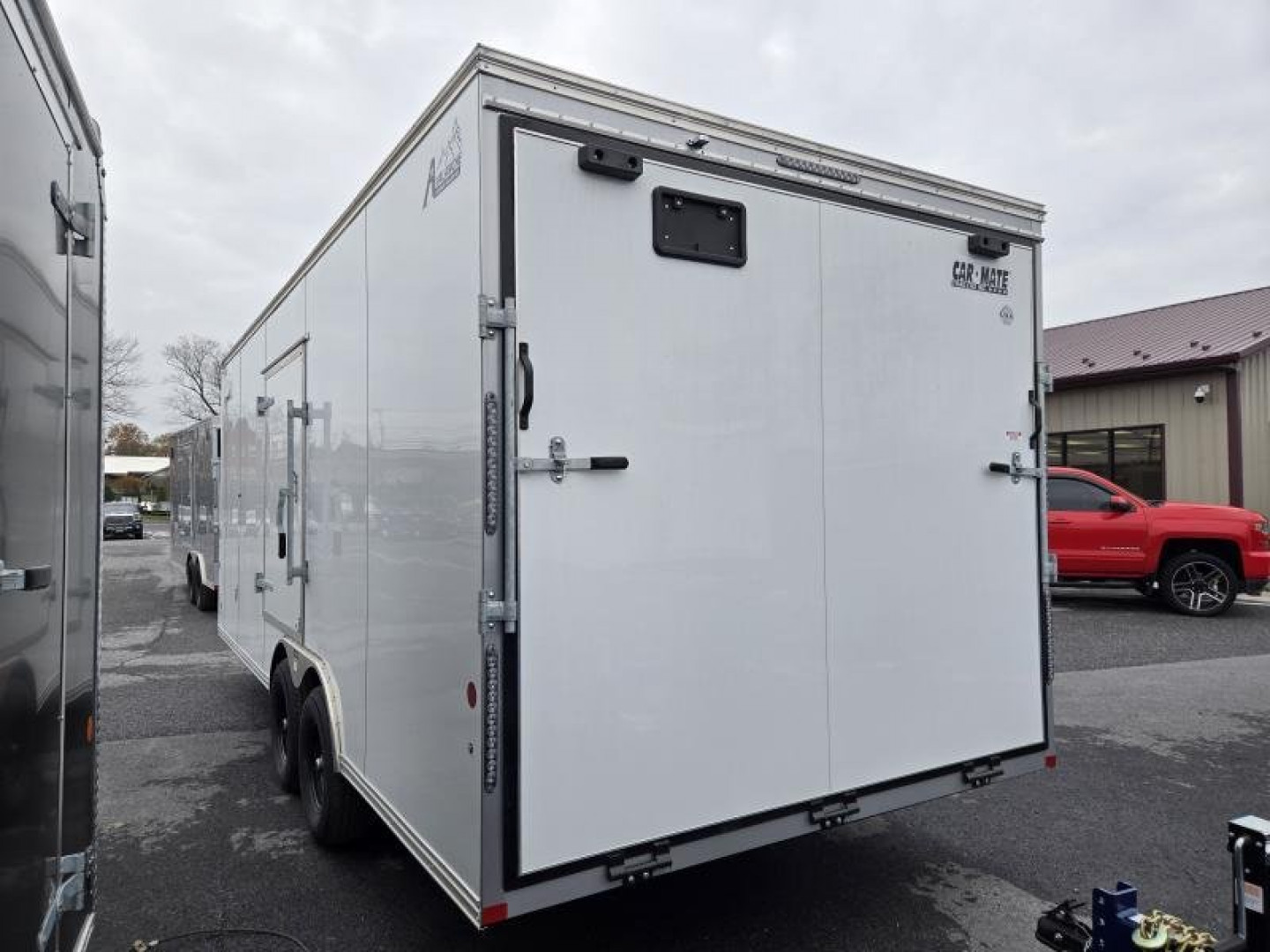 New 8.5 x 20 Car Mate AVALANCHE V-Nose Cargo Trailer, 10k GVWR  ***White w/Get Out Door, 6" Extra Height, Ramp Door, Black Wheels, HD Tie Downs