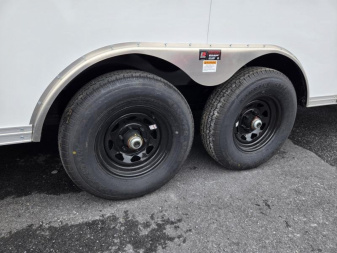 New 8.5 x 20 Car Mate AVALANCHE V-Nose Cargo Trailer, 10k GVWR  ***White w/Get Out Door, 6" Extra Height, Ramp Door, Black Wheels, HD Tie Downs