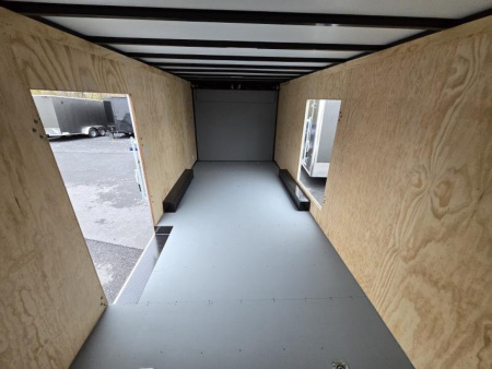 New 8.5 x 20 Car Mate AVALANCHE V-Nose Enclosed Car Trailer, 10k GVWR ***White w/Get Out Door, 6" Extra Height, Ramp Door, Black Wheels, HD Tie Downs