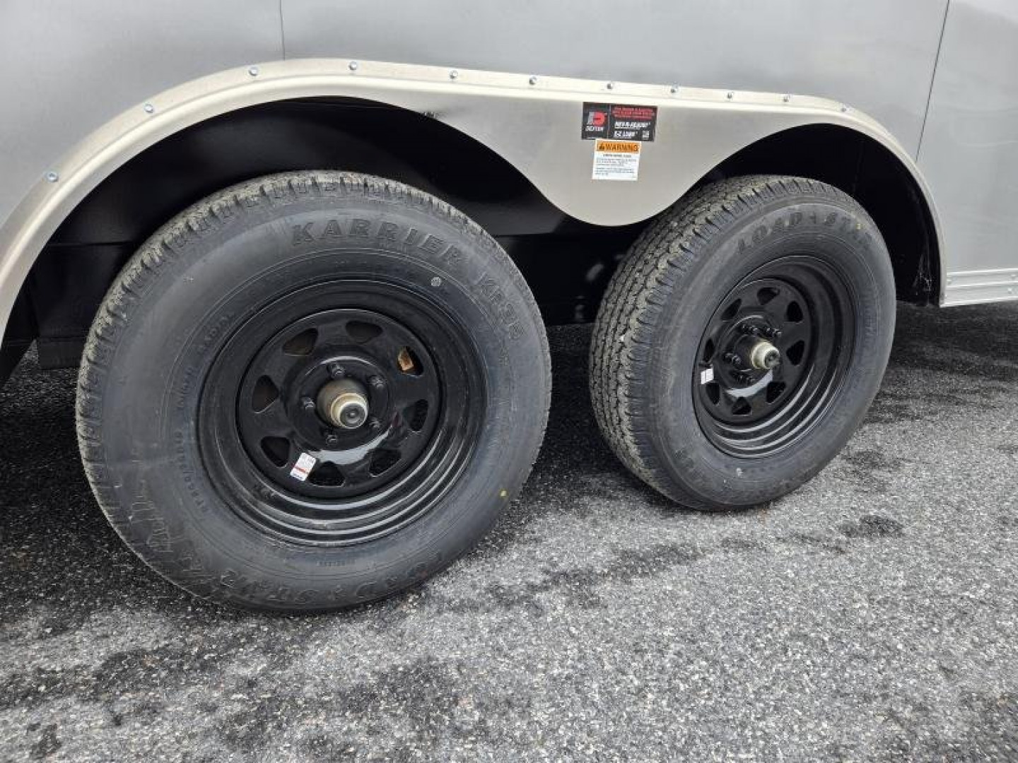 New 8.5 x 16 Car Mate AVALANCHE V-Nose Cargo Trailer, 7k GVWR  ***Silver w/Get Out Door, Ramp Door, Black Wheels, HD Tie Downs