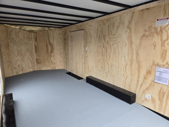 New 8.5 x 16 Car Mate AVALANCHE V-Nose Cargo Trailer, 7k GVWR  ***Silver w/Get Out Door, Ramp Door, Black Wheels, HD Tie Downs