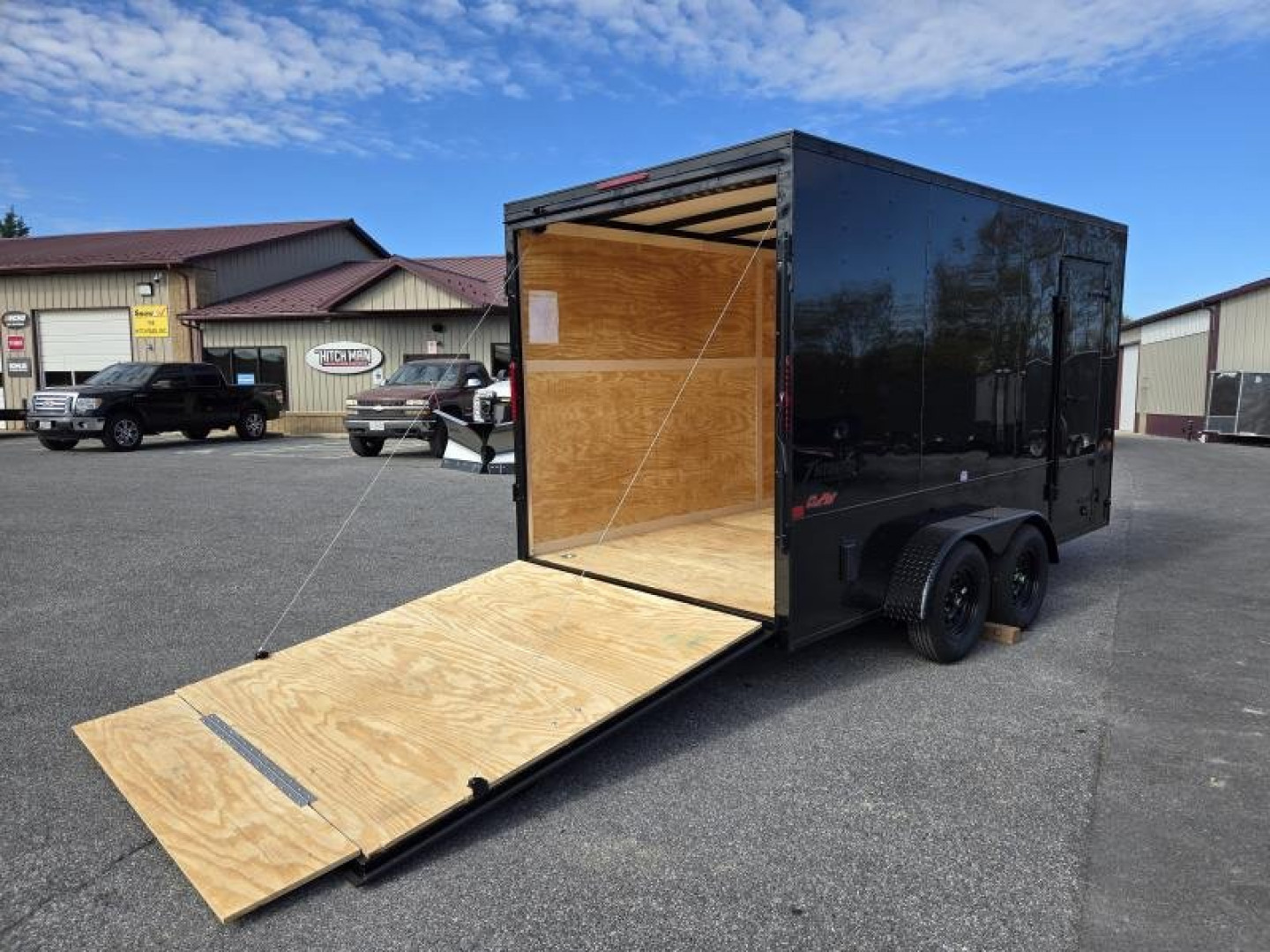 New 7 x 14 Homesteader Intrepid OHV V-Nose Cargo Trailer, 7K GVWR **Black Out Pkg, 12" Extra Height, .080 PolyCor Exterior, Ramp Door, 24" ATP Trim