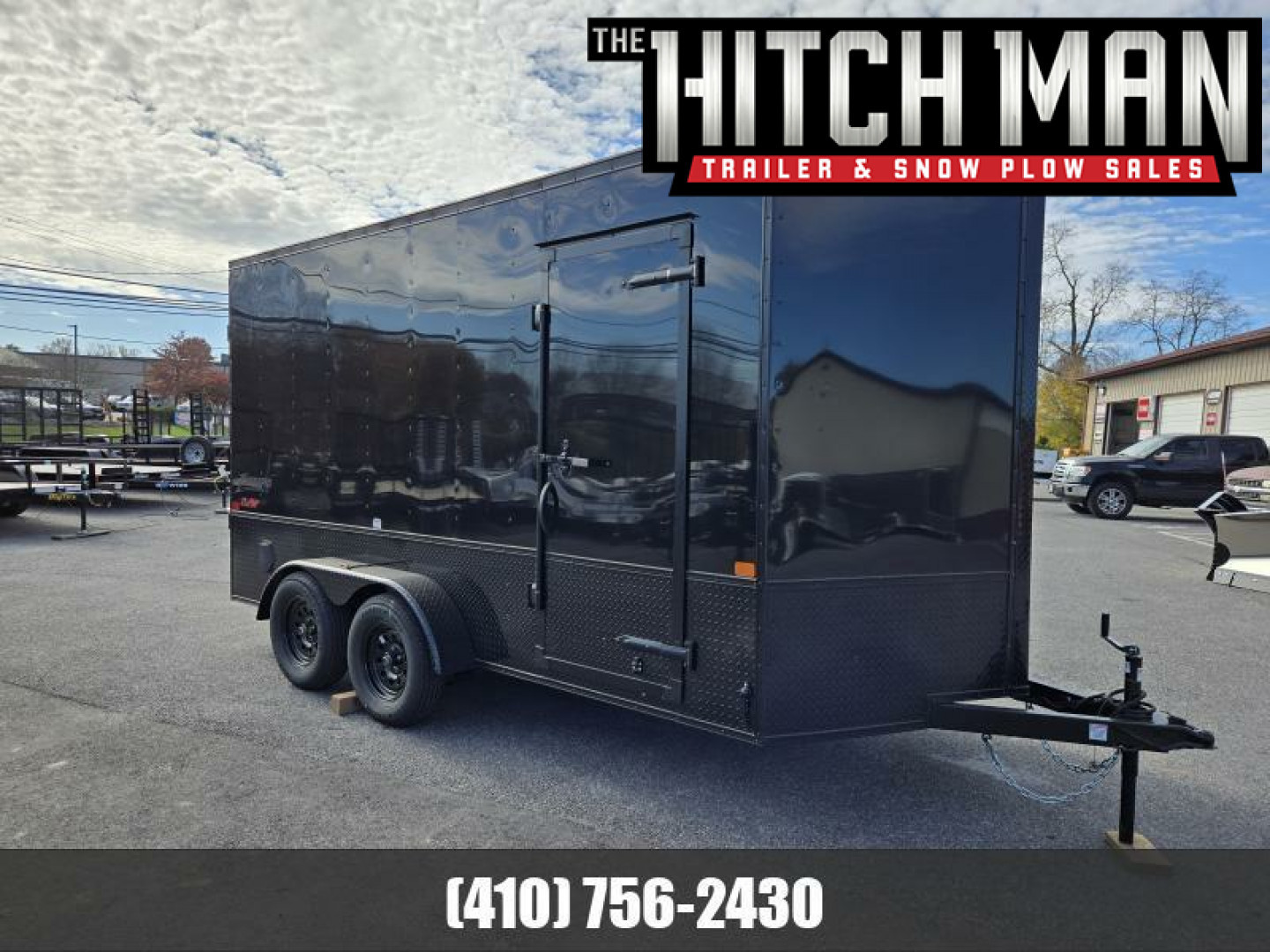 New 7 x 14 Homesteader Intrepid OHV V-Nose Cargo Trailer, 7K GVWR **Black Out Pkg, 12" Extra Height, .080 PolyCor Exterior, Ramp Door, 24" ATP Trim