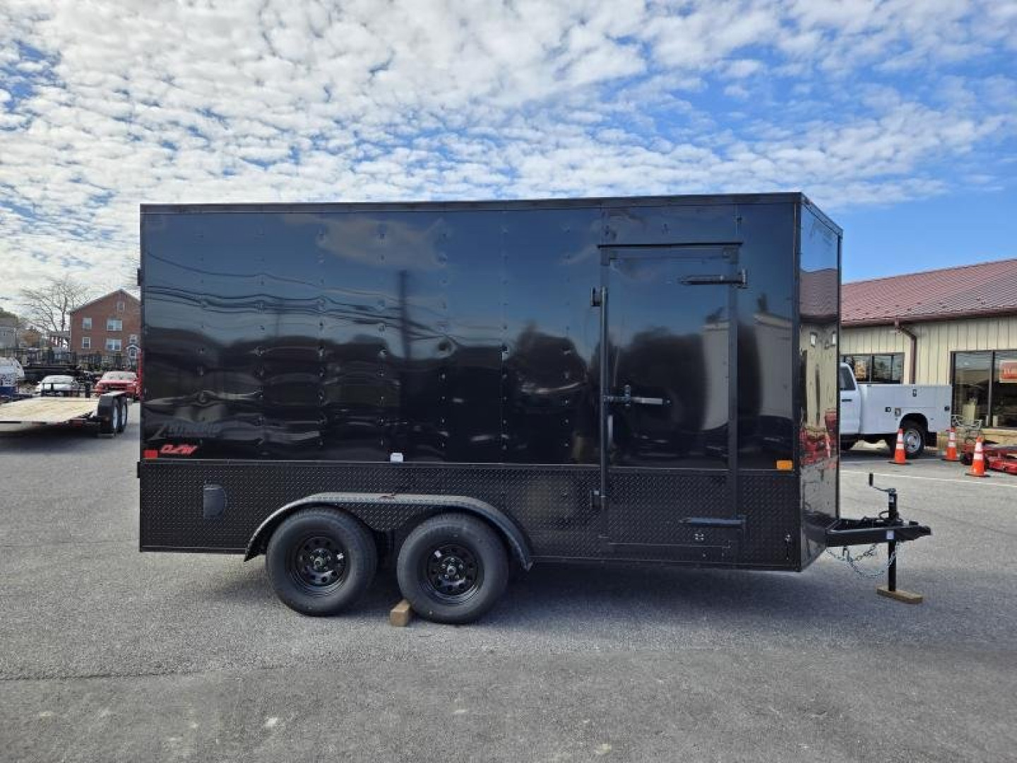 New 7 x 14 Homesteader Intrepid OHV V-Nose Cargo Trailer, 7K GVWR **Black Out Pkg, 12" Extra Height, .080 PolyCor Exterior, Ramp Door, 24" ATP Trim