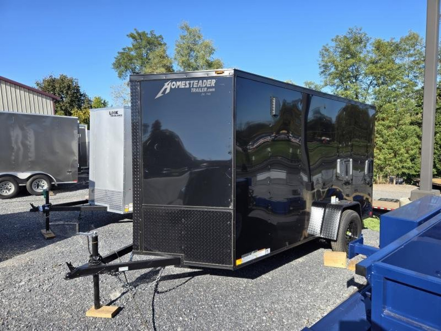 New 6 x 12 Homesteader Intrepid V Nose Cargo Trailer, 3k GVWR **BlackOut Package w/Ramp Door &.080 PolyCor Sides