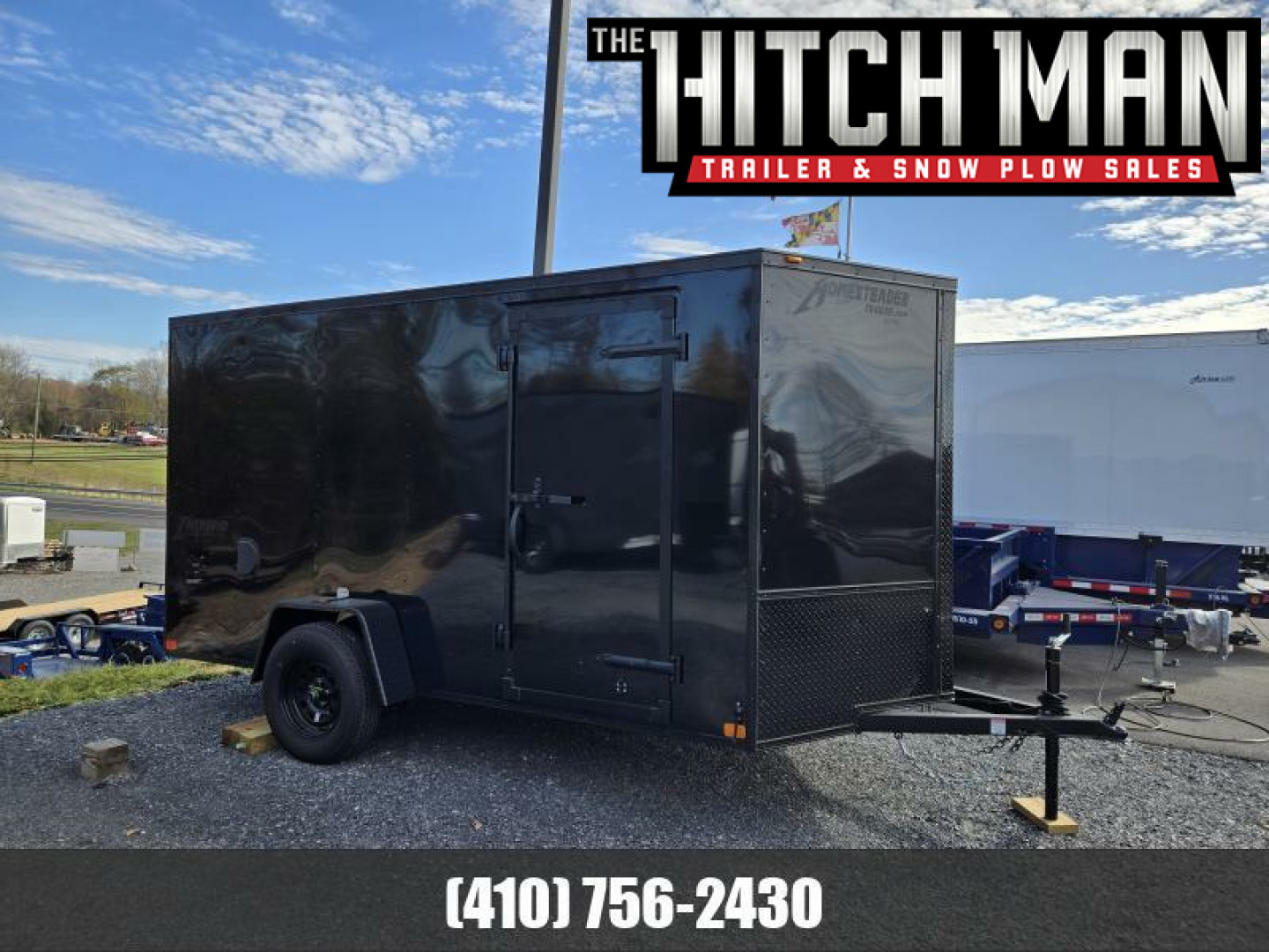 New 6 x 12 Homesteader Intrepid V Nose Cargo Trailer, 3k GVWR **BlackOut Package w/Ramp Door &.080 PolyCor Sides