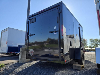 New 6 x 12 Homesteader Intrepid V Nose Cargo Trailer, 3k GVWR **BlackOut Package w/Ramp Door &.080 PolyCor Sides