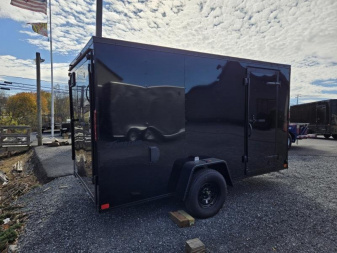 New 6 x 12 Homesteader Intrepid V Nose Cargo Trailer, 3k GVWR **BlackOut Package w/Ramp Door &.080 PolyCor Sides