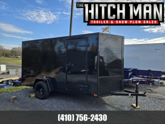 New 6 x 12 Homesteader Intrepid V Nose Cargo Trailer, 3k GVWR **BlackOut Package w/Ramp Door &.080 PolyCor Sides